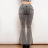 Melody Grey High Waist Flare Jeans Women's Button-Up Butt Lift Shaping Jeggings