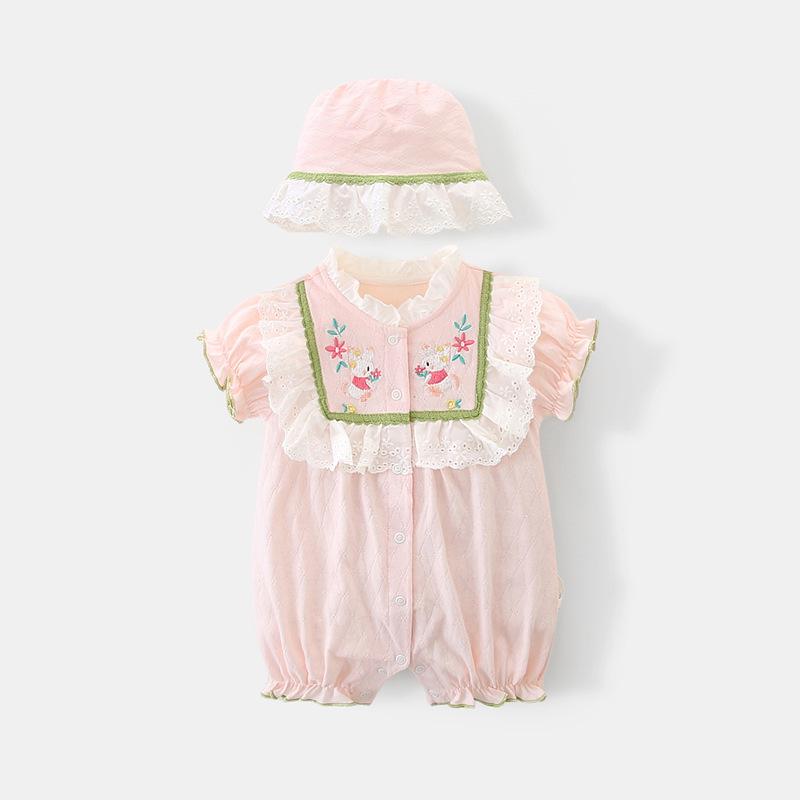 

Модный летний ромпер для маленькой девочки 2025 - Хлопковые брюки гаремы для годовалых 90 розовый