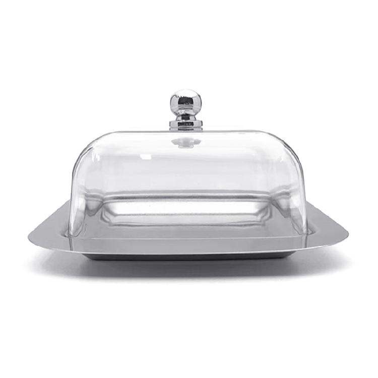 Zeitgenössische Metall-Butterdisplay-Schale Butteraufbewahrungsschale mit Deckel Küchenwerkzeug