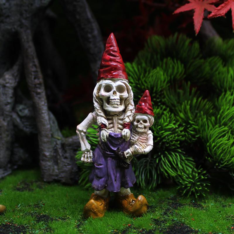 Resin Halloween Dwarf Human Skeleton Figurine For Micro Scene Home Decor Office