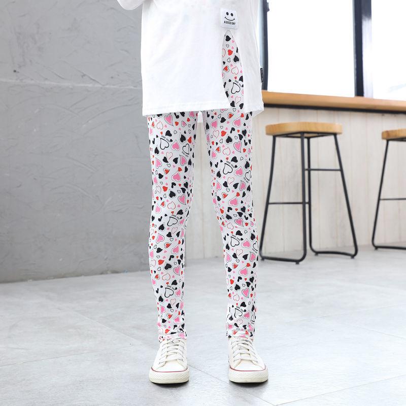 Girls' Summer Thin Children's Elastic Leggings with Milk Silk Printed Pants Mosquito Proof