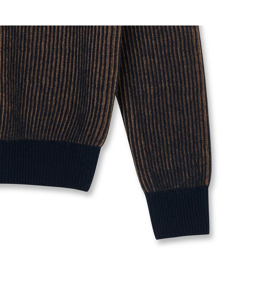 IOLO Two-Tone Ribbed Half Mock Neck_Navy