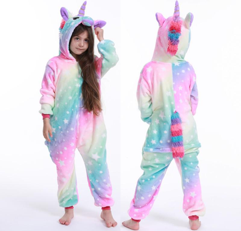 Rainbow Stars Pegasus Unicorn Flannel Onesie Pajamas for Couples