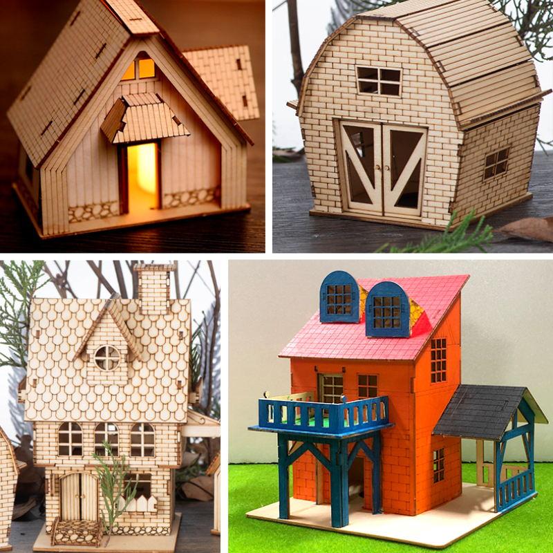 1:Casă Prefabricată din Lemn, Model Kit de Asamblare DIY, Constructor din Lemn, Materiale de Arhitectură, Scara 1:50