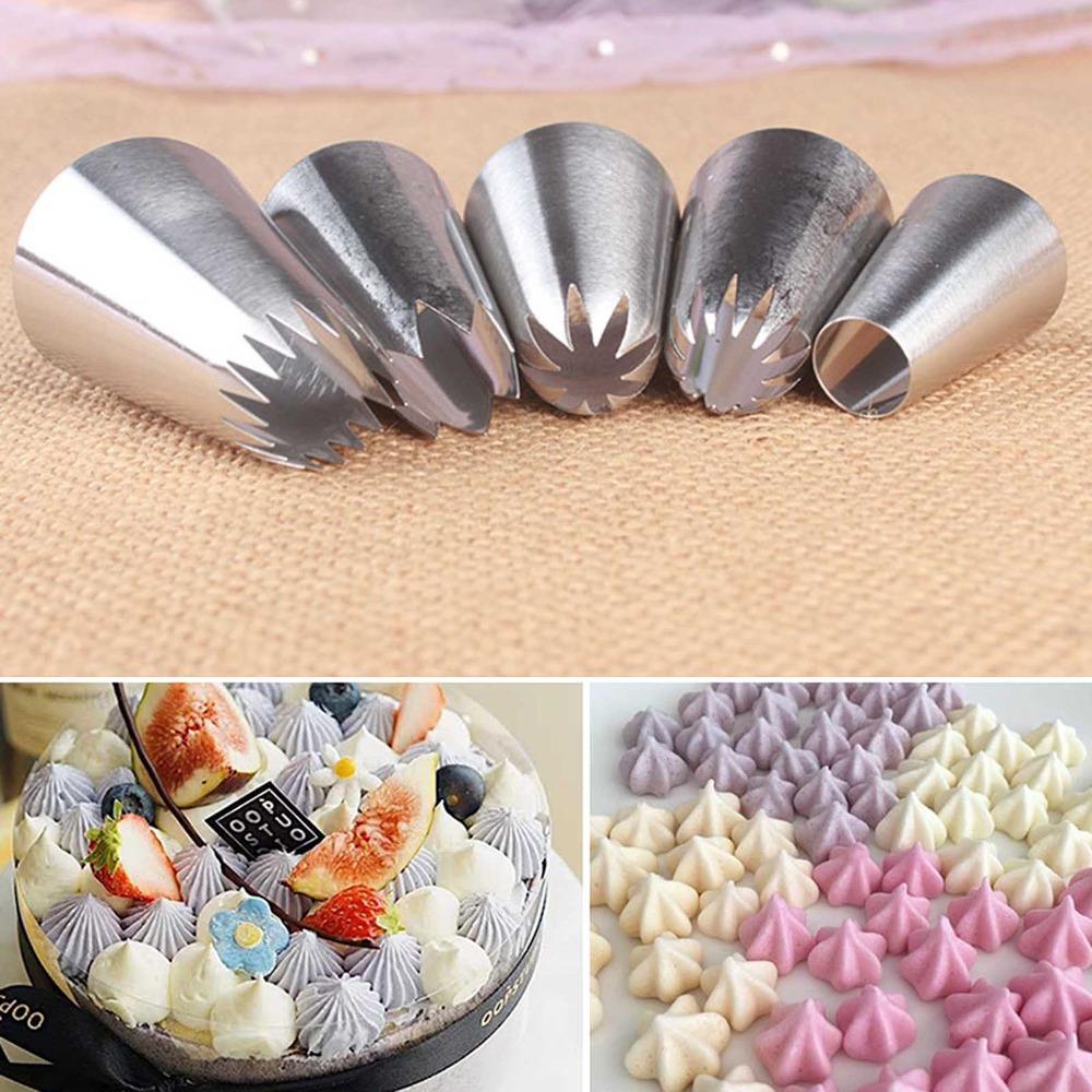 5PCS Assorted Shapes Pastry Icing Nozzle Stainless Steel Cake Decorating Tip  DIY Pastry Art