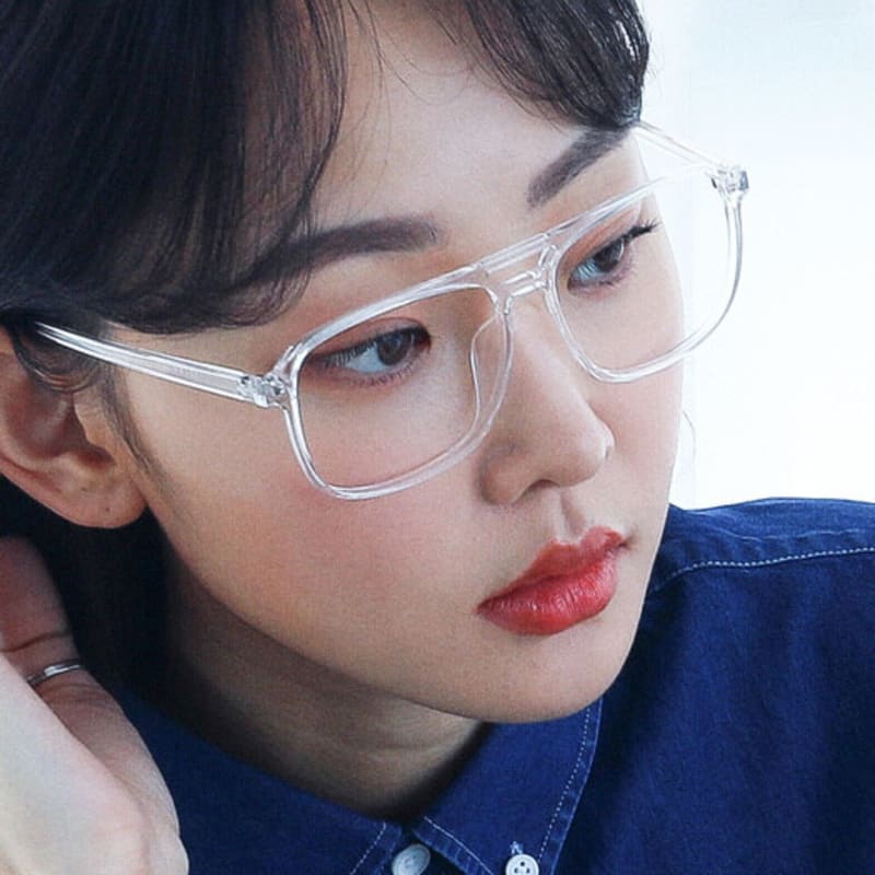 

134MM Retro Transparent Two-Bridge Horn-Rimmed Blue Light OF000795 FREE