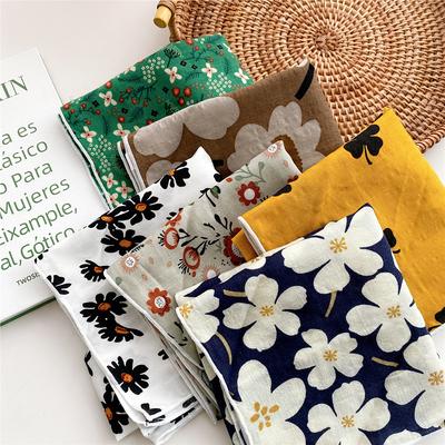 Cotton And Linen Small Square Scarf Silk Scarf Women'S Spring And Autumn New Style Artistic And Versatile Fashionable Temperament Headband Scarf