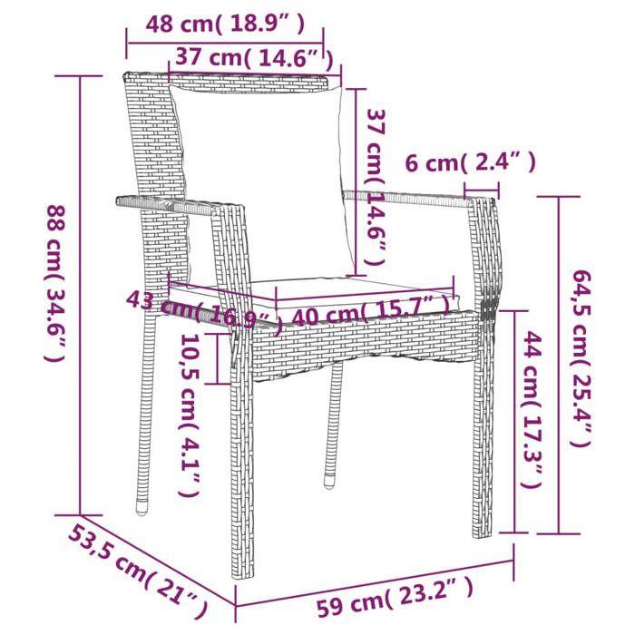 VidaXL Ensemble à manger de jardin coussins 7pcs Noir Résine tressée, ensemble de salle à manger, ensemble de salle à manger 3157955