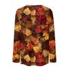 Women's Casual Long Sleeve Leaf Print Neck Blouse