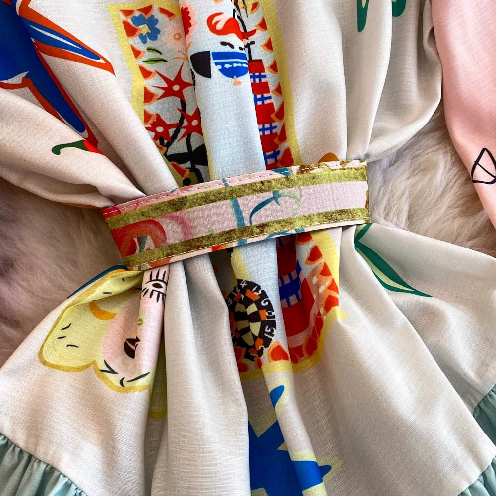 Frühling Herbst Damen Marke Designer Print Laufstegkleid Umlegekragen Hemd Feiertagsparty Kleider