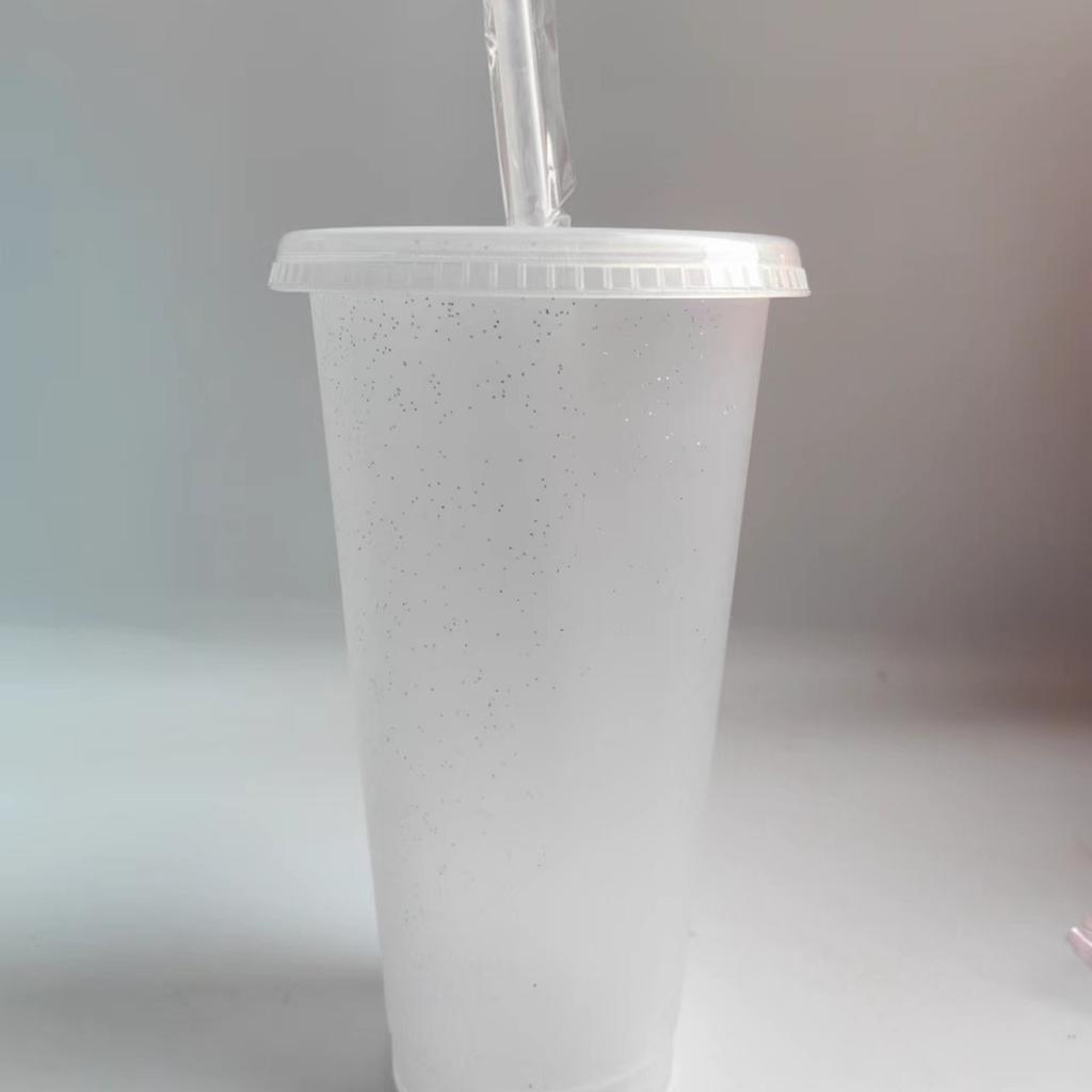 1PCS Flash Powder Tumbler with Straw Reusable Hard Plastic Cups for Party Girl BPA FREE Water Bottles Wholesale Holiday Gifts