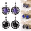 1 Pair Boho Big Round Stone Drop Earrings Women Girls Ear Jewelry Carved Vintage Tibetan Earrings