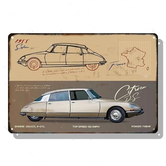 FJ Decor SUV Sedan Red Sports Car Metal Poster Beetle Retro Vintage Tin Signs Auto Club Garage Wall Art Decor