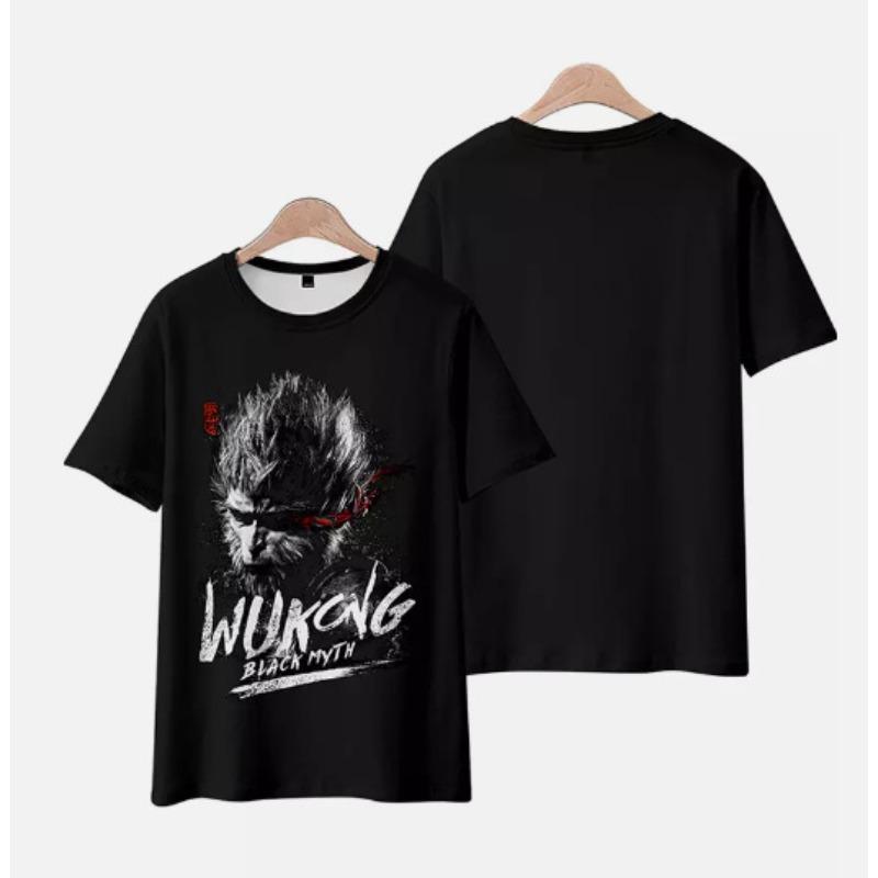

Летняя футболка с коротким рукавом для мужчин, черная свободная повседневная футболка с 3D-принтом Myth Wukong 6XL