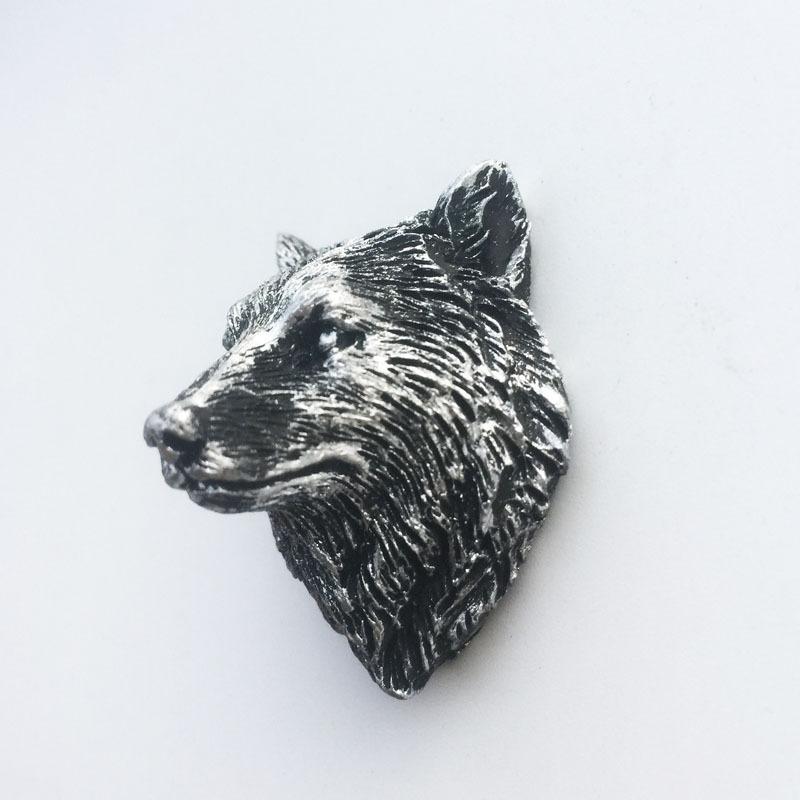 Silver Gold Copper Color Groundhog Wolf Head Bear Head Fridge Magnet Collection Home Kitchen Decoration Travel Souvenir Craft Gift