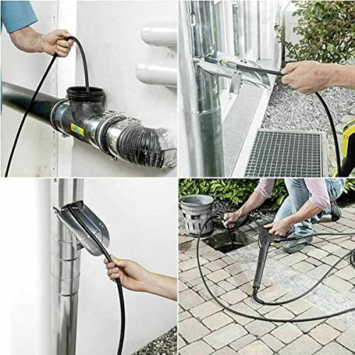 YUET 15 M High Pressure Washer Drain Pipe Cleaning Hose Cleaner Set with Adapter, Hose Unblocking Sewer Injector, Rotating Nozzle Replacement for Karc