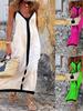 2026 Women's Vacation A-Line Dress with Adjustable Straps and Color Block Design