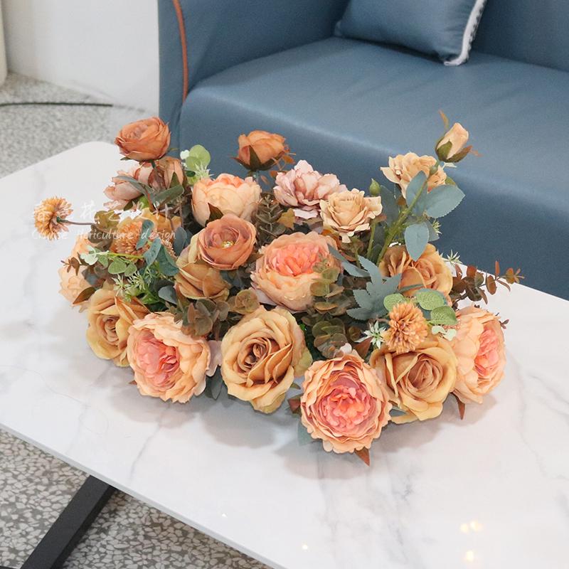 Pastorales Seidenblumenarrangement für Wohnzimmer oder Esstisch-Dekoration