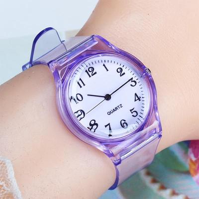 Nuovo Orologio alla Moda con Cinturino in Plastica Trasparente e Quadrante Colorato