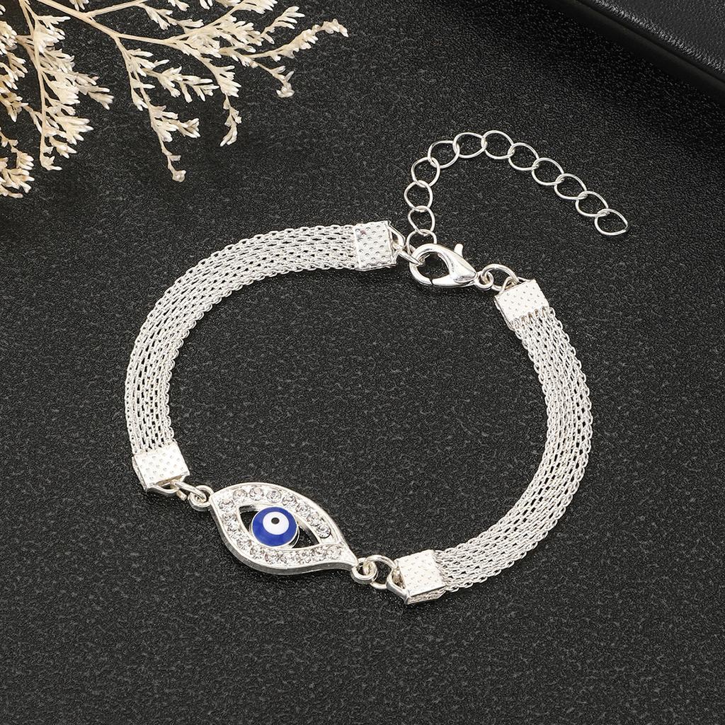 New diamond-encrusted devil's eye bracelet creative retro simple alloy single-layer trendy personalized jewelry