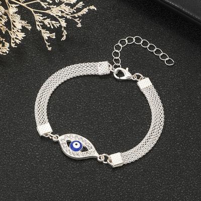 New Diamond-encrusted Devil's Eye Bracelet Creative Retro Simple Alloy Single-layer Trendy Personalized Jewelry