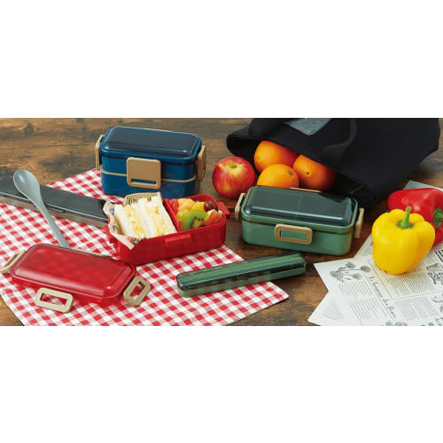 Skater Bento Box, Ocean Blue, 600ml, Antibacterial, Soft Filling, Domed Lid, Two Tiers, Women's, Made in Japan, PFLW4AG-A