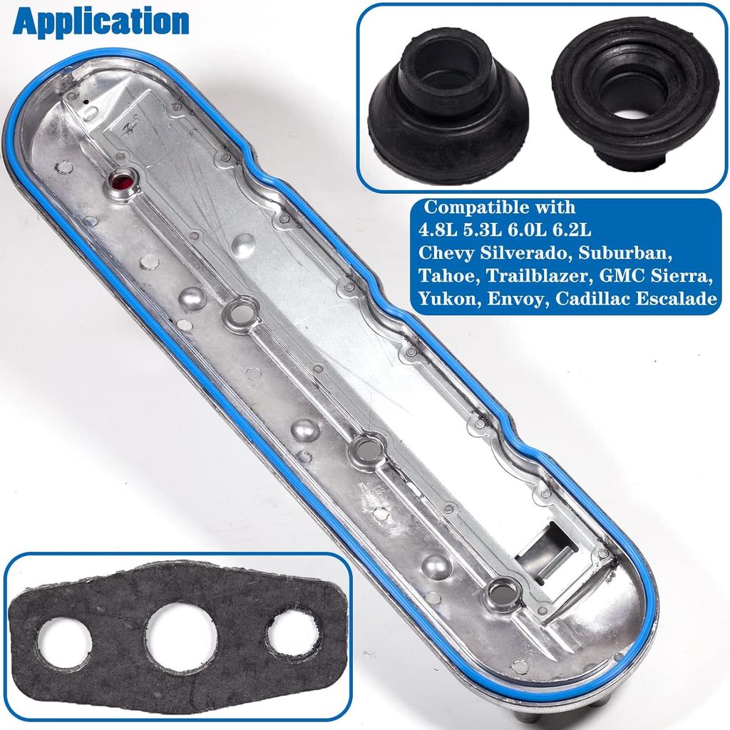 12637683 VS50504R for Chevy LS 5.3 Valve Cover Gasket 4.8 5.3 6.0 6.2L Silverado 1500 2500 3500 Suburban Tahoe Trailblazer GMC Sierra Yukon Envoy