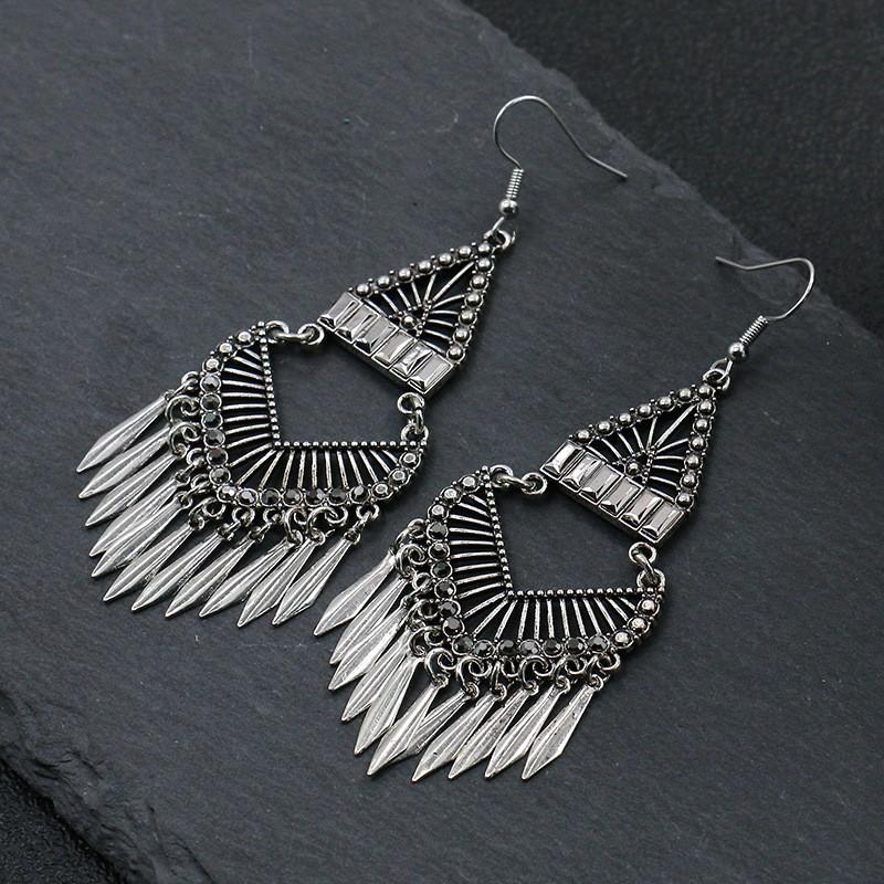 GemChic Women's New Vintage Zinc Alloy Tassel Long Fringe Earrings Ethnic Fashion Hook Earrings Birthday Christmas Jewelry Gift
