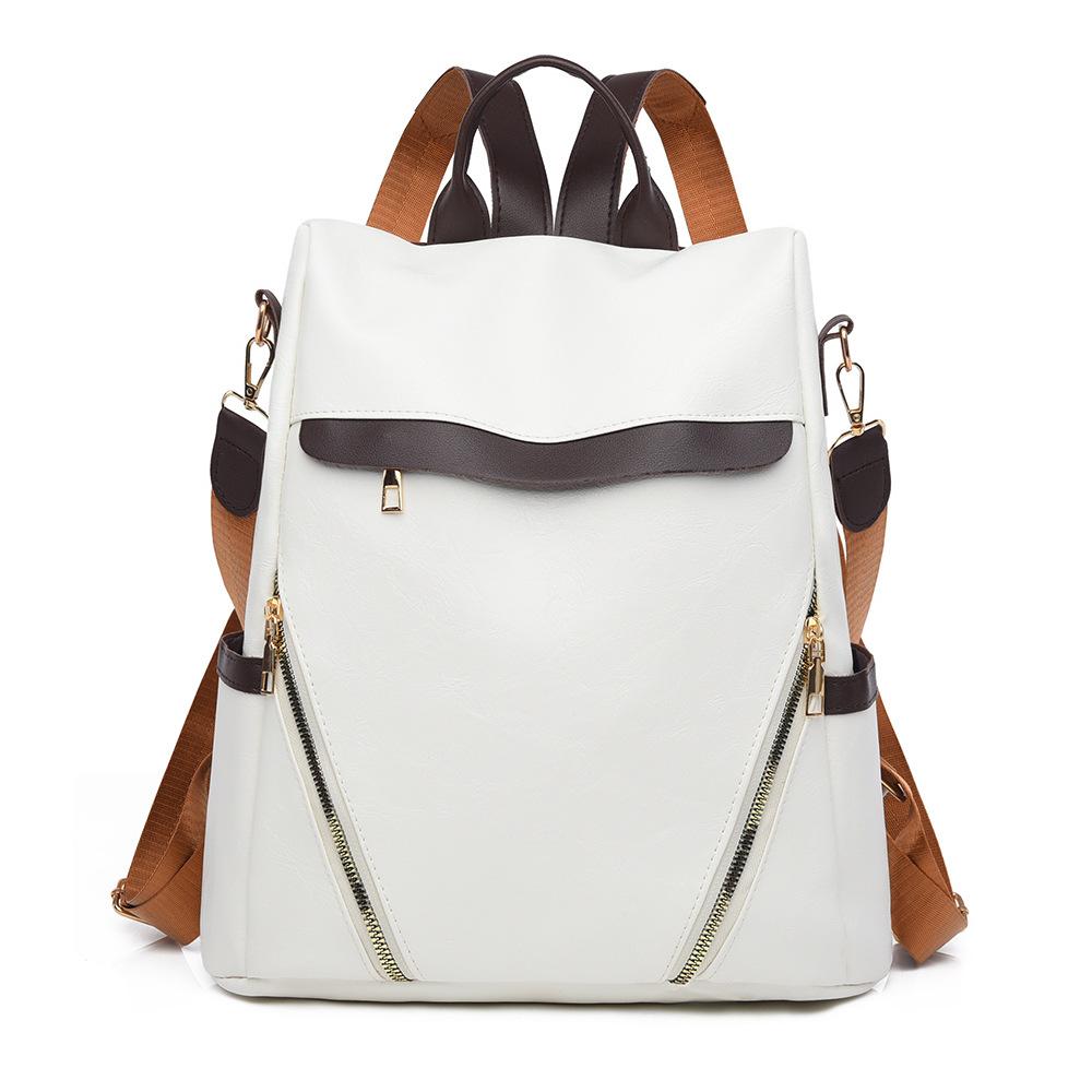 Anti-theft Backpack Women's PU Backpack Large Capacity Lightweight Travel Bag Student Schoolbag
