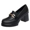 High Heels Work Shoes Black Metal Buckle Loafer Shoes Catwalk Women's Leather Shoes Single Shoes Dancing Shoes Elegant Fashion