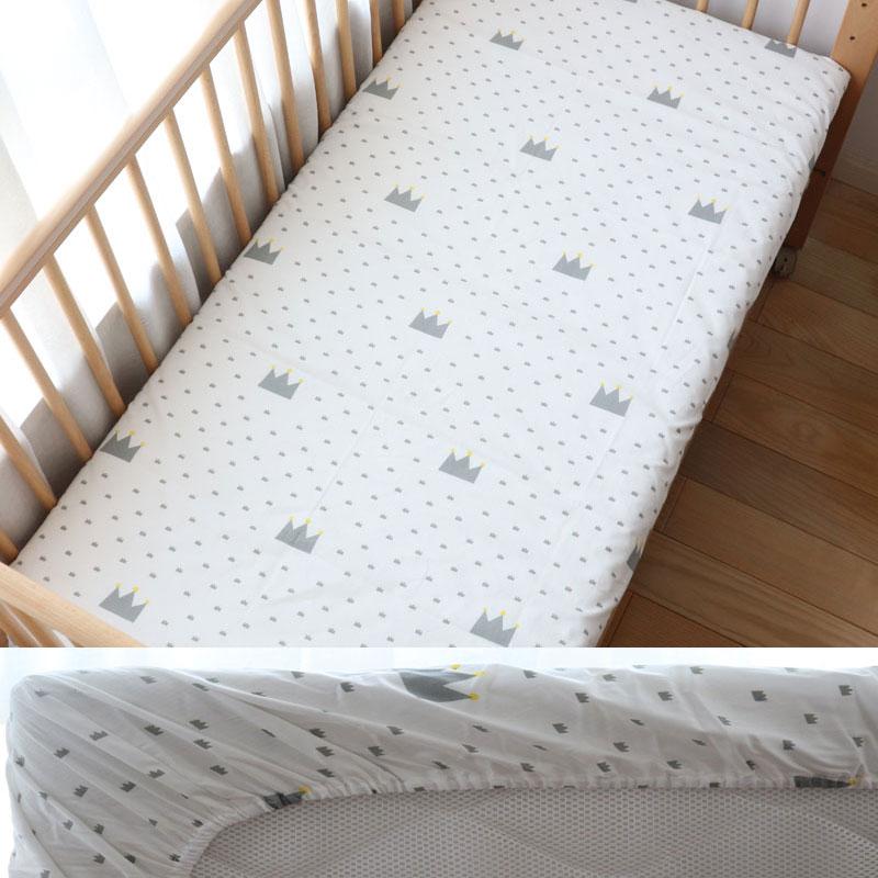 Baby Crib Fitted Sheet For Newborn Soft Cotton Bed Cot Mattress Cover With Rubber 130x70cm