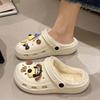Cotton Drag Hole Shoes Women's Autumn and Winter New Cute Little Briquettes Outer Wear Thick Sole Warm Velvet DIY Winter