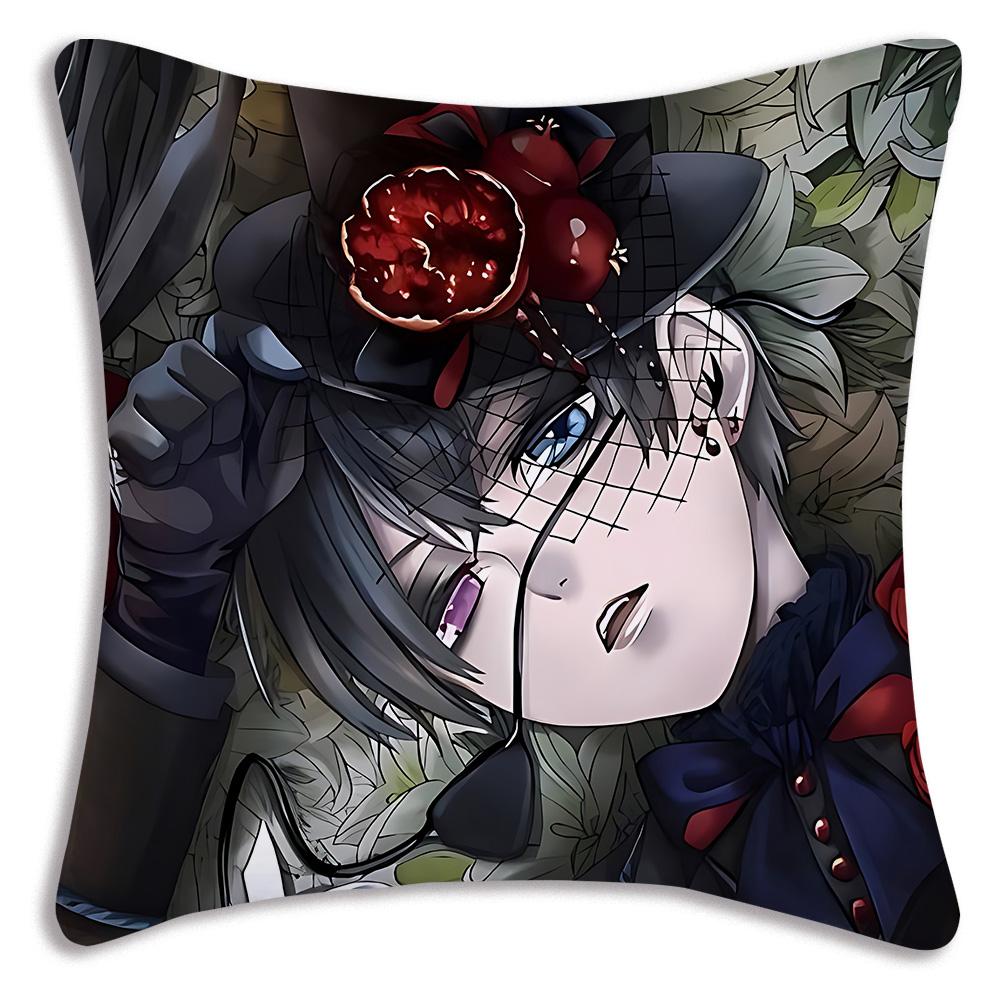 Anime Manga Black Butler Pillow Covers Cartoon Sofa Decorative Home Double-Sided Printing Short Plush Cute Cushion Cover