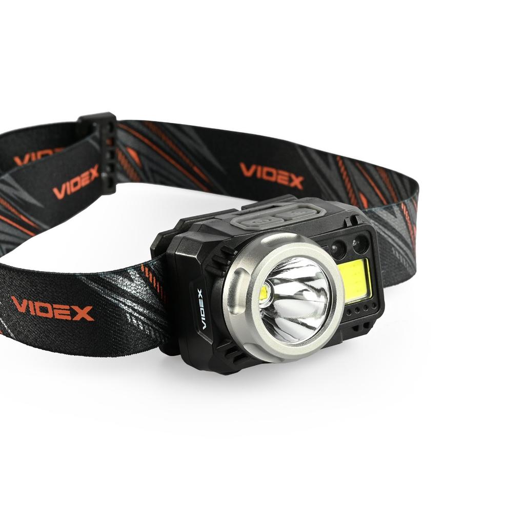 Latarka Czołowa Taktyczna Led 5W + Cob Akumulator Na 30H 550Lm Zasięg 130 M Ip65 Vlf-H075C Videx