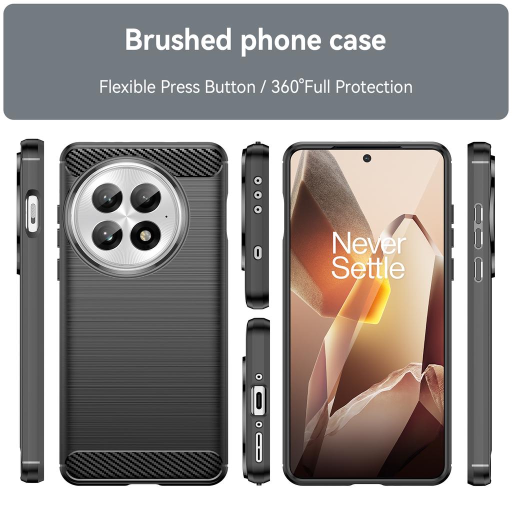 For OnePlus 13 Case with Screen Film WANLONFENG LS Series Big Lens Hole Brushed Texture TPU Phone Cover