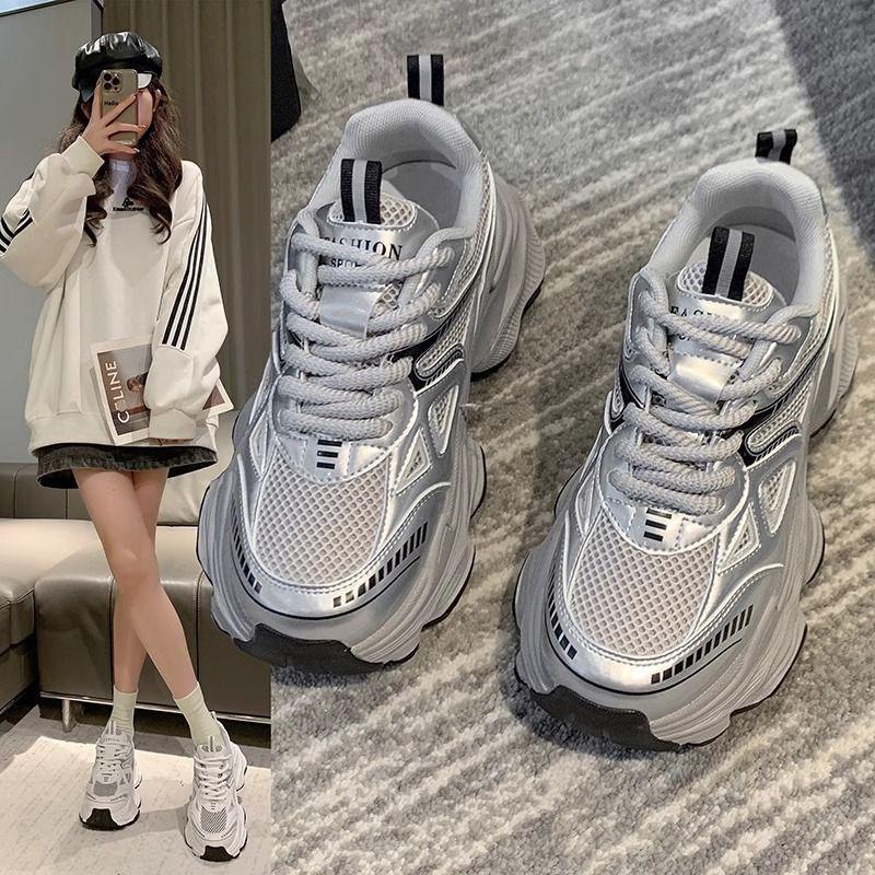 Daddy shoes 22 spring and summer new thick-soled non-slip heightening mesh breathable and lightweight sports and leisure shoes