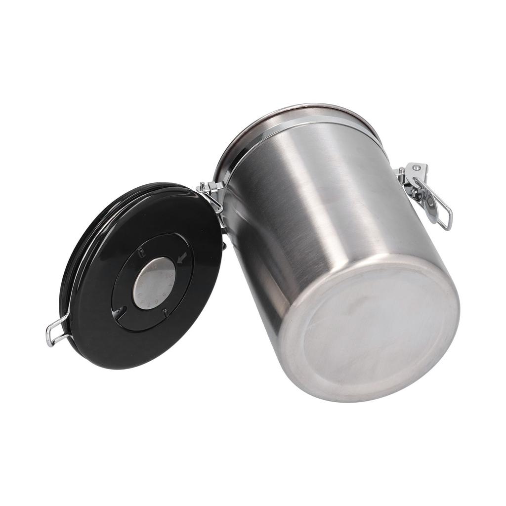 Stainless Steel Coffee Canisters with Calendar Wheel Exhaustable Coffee Jar for Home Coffee Shop