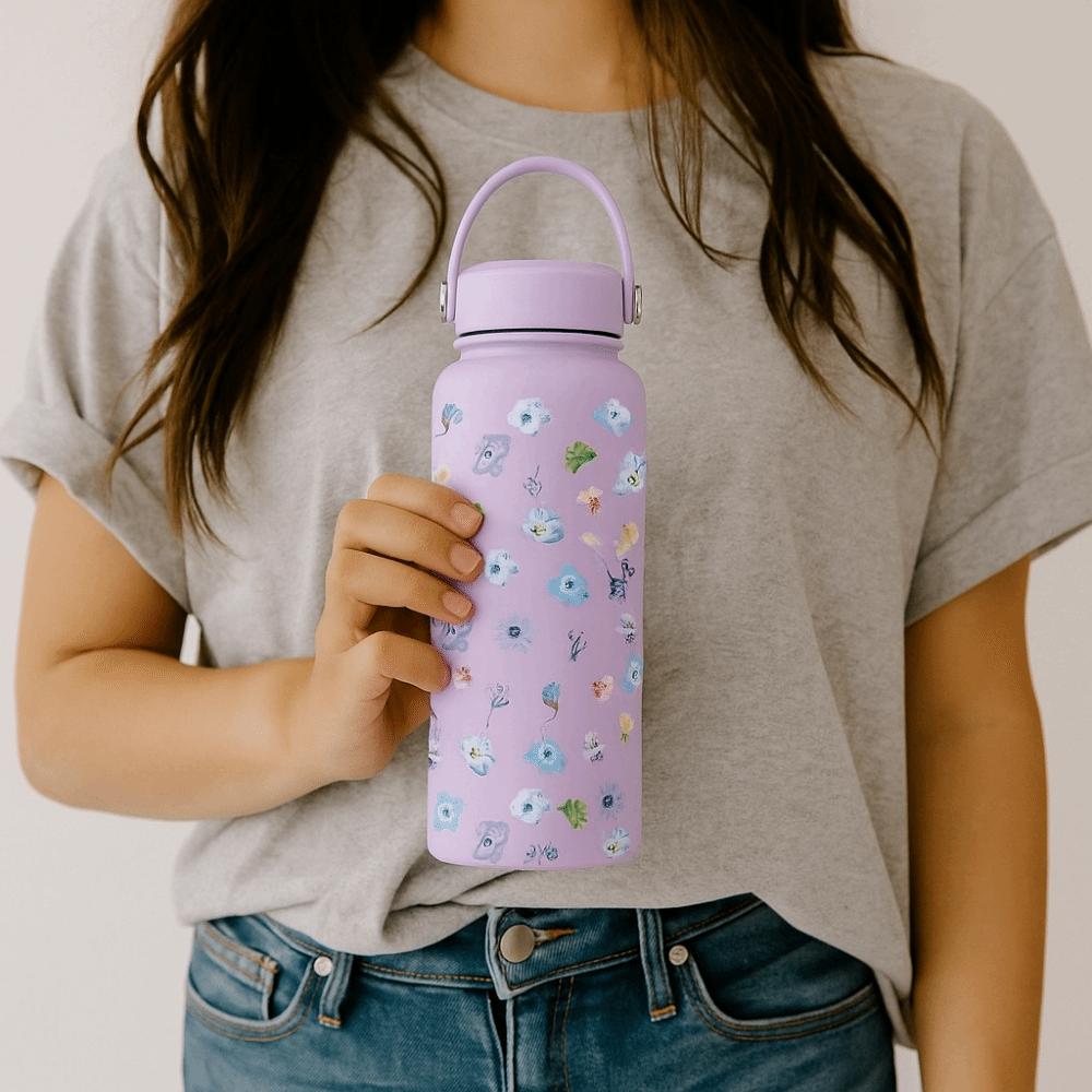 INS Insulated Water Bottle Portable Floral Thermal Cup Drinkware Thermal Water Bottle Office