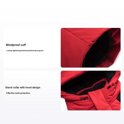 Trainingsserie Buchstaben-Spleißung Reißverschluss Kapuzenjacke Dicke Lässige Daunenjacke Herren Oberbekleidung Klassisch-Rot 152347946-3