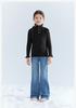 Girls' Half High Collar Knitted Ruffle Edge Sweater