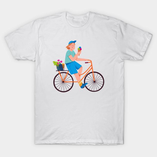 Men Black Print T-shirt Cyclist With Icecream No-Cut Transfer Paper Print Cotton Tshirt S белый