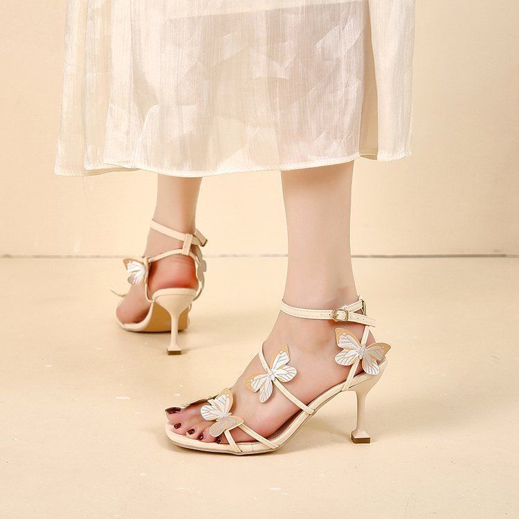Commuter Roman Women's Shoes with Skirts European and American Sandals Thin Heels Fashionable Versatile Temperament High Heels 2025 Summer and Autumn
