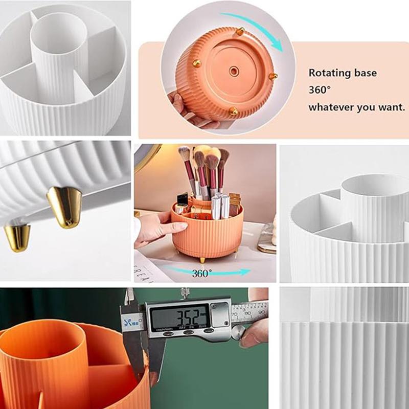 1Pcs 360° Rotating Makeup Brush Holder Storage Box, 5 Slot Makeup Brush Cup, Suitable for Bathroom Dressing Table,Office Desktop