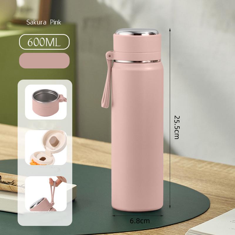600ML Stainless Steel Thermal Water Bottle Ins Style Leakproof Travel  Tea Insulated Water Bottle Winter Family Birthday Gift