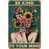 Segno Metallico Vintage 'Girl Power Flower' Ispirazionale Sii Gentile con la Tua Mente Decorazione Murale per Camera da Letto
