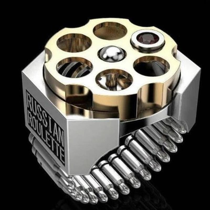 Steampunk Russian Roulette Gun Rings Chic Fashionable Double Color Eye Catching Statement Cool Men Male Jewelry Birthday Punk Gathering Party Event