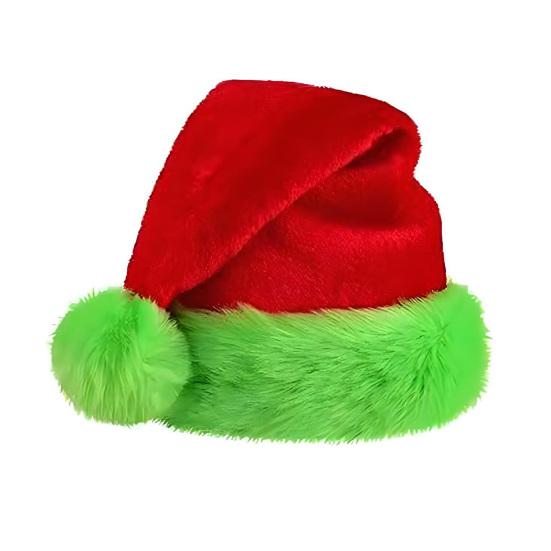 Fluorescent Green Santa Hat Glow-in-The-Dark Christmas Party Hat for Adults Kids Festive Holiday Photo Prop