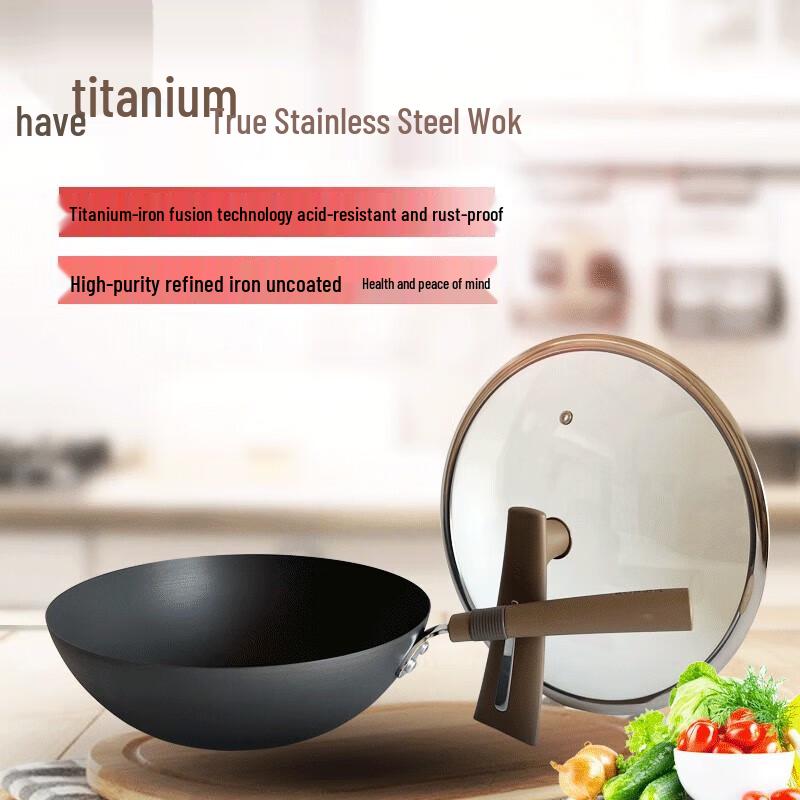 

Supor Titanium Iron Wok with Standable Glass Lid