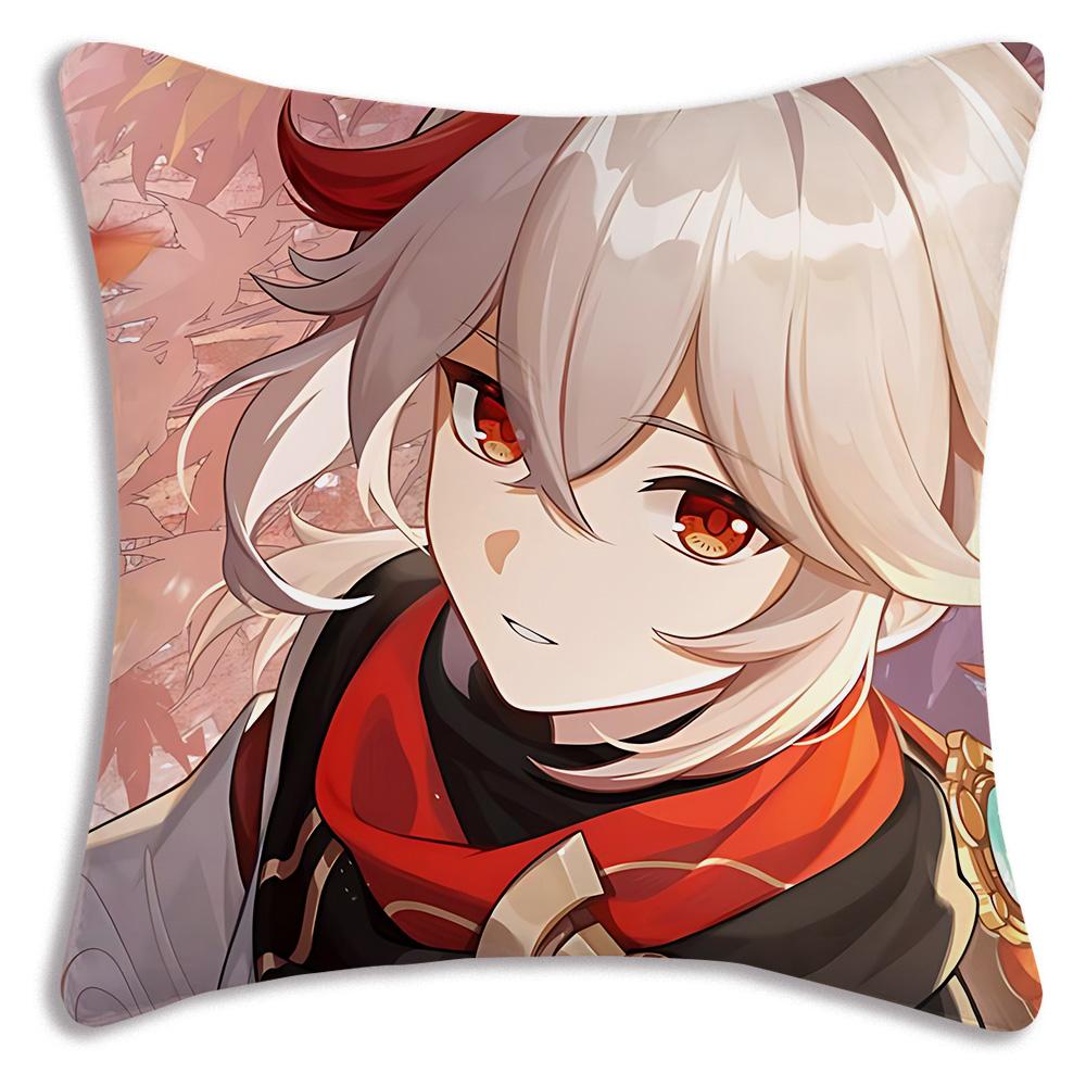 Anime Genshin Impact Pillow Covers Cartoon Sofa Decorative Home Double-Sided Printing Short Plush Cute Cushion Cover