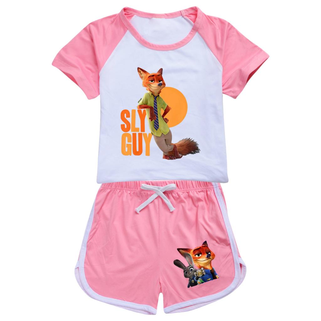 Kids Summer Sport T-Shirt And Shorts 2 Piece Outfit Tracksuit Set Short Sleeve Print Crop Tops With Clothing Set